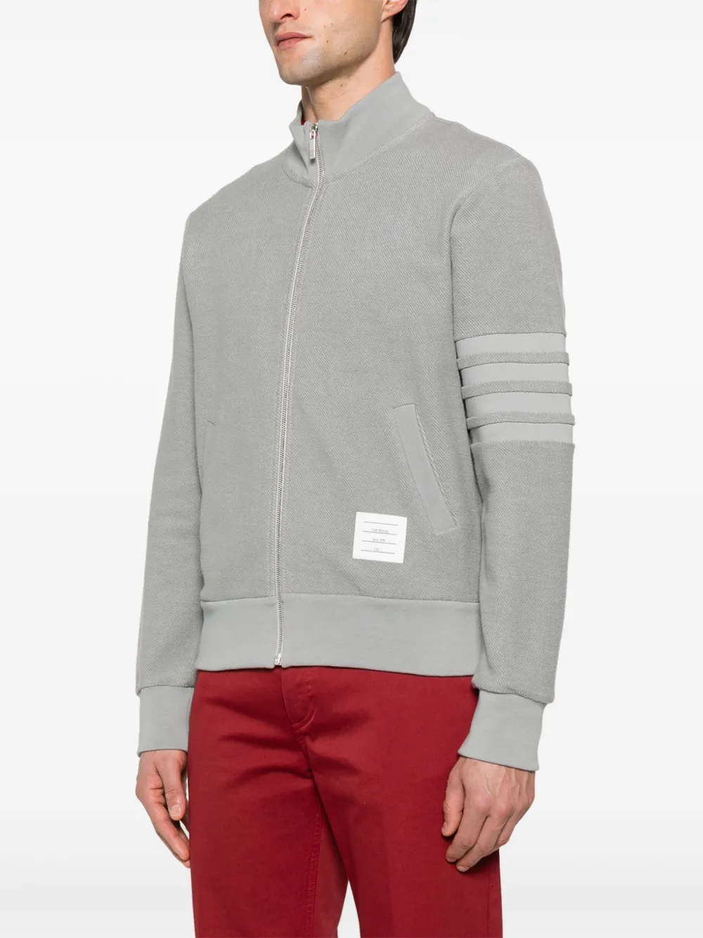 Thom Browne Sweater met 4 strepen en rits Grijs