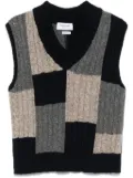 Thom Browne patchwork cable-knit vest - Blue