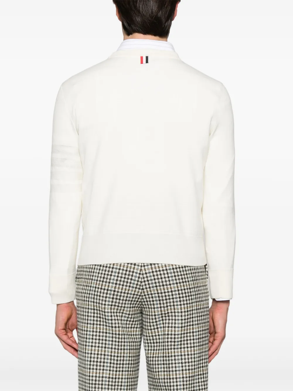 Thom Browne Gestreepte trui met ronde hals Wit