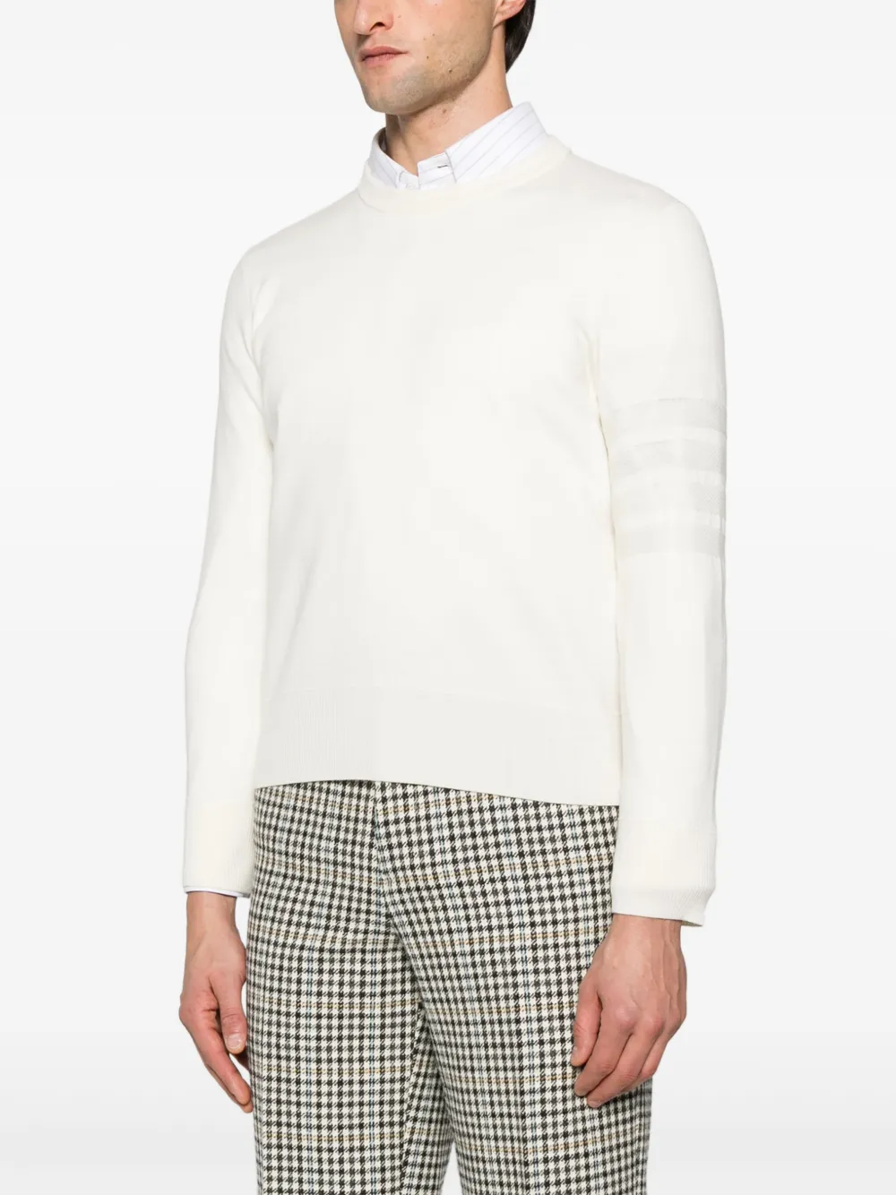 Thom Browne Gestreepte trui met ronde hals Wit