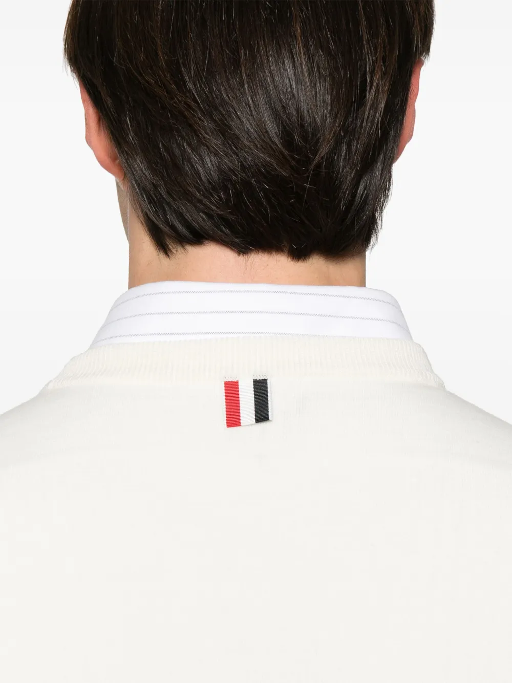 Thom Browne Gestreepte trui met ronde hals Wit