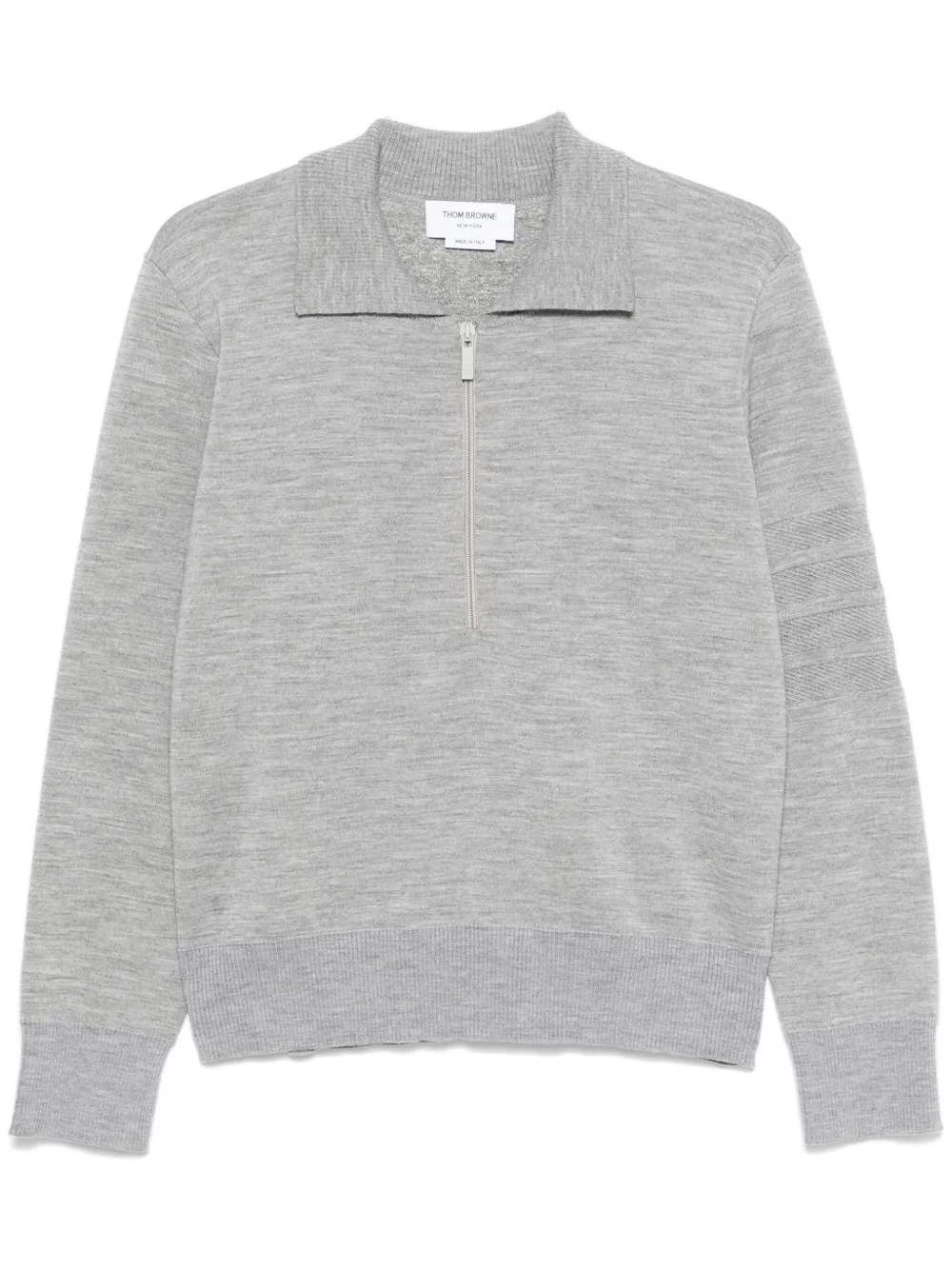 Thom Browne Poloshirt met vier strepen en rits Grijs