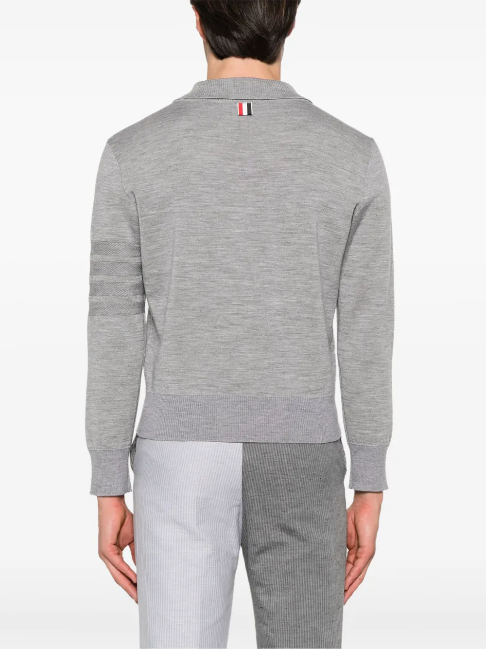 Thom Browne Poloshirt met vier strepen en rits Grijs