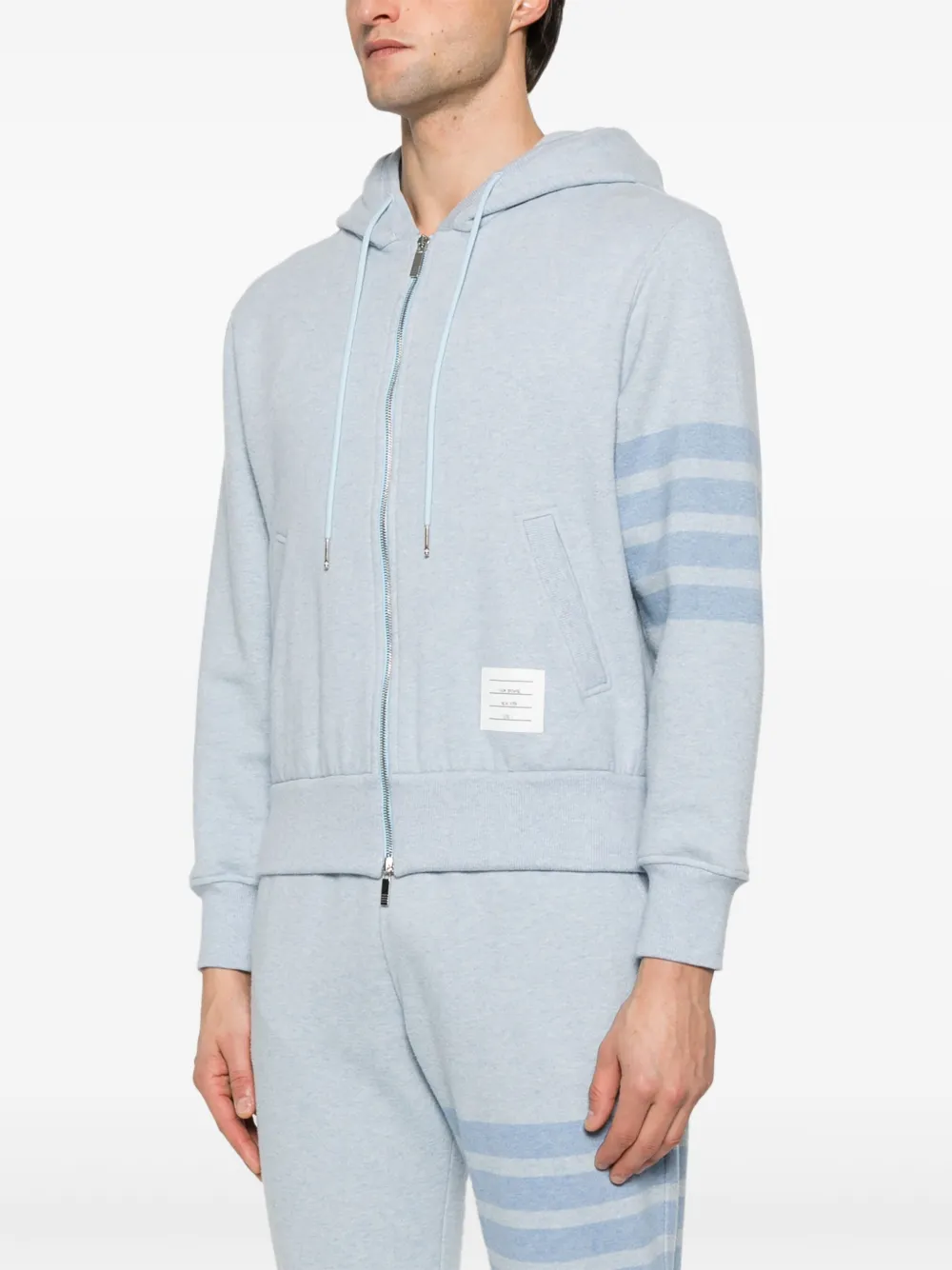 Thom Browne Hoodie met strepen en rits Blauw