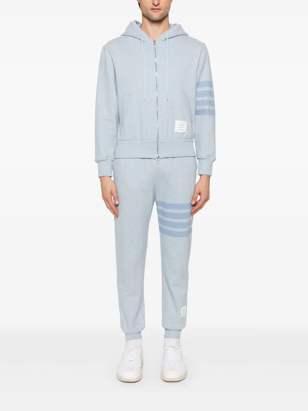 Thom Browne Hoodie met strepen en rits Blauw