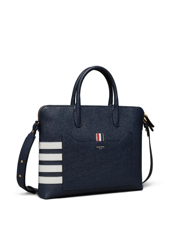 Thom Browne レザー トートバッグ Thom Browne(トム・ブラウン) レザートートバッグ □ ブラック