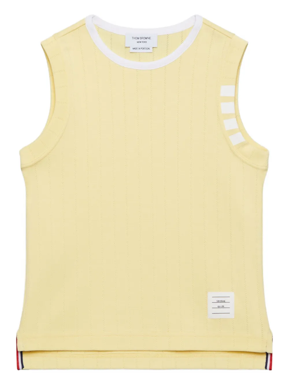 Thom Browne Pointelle Cotton Tank Top In Neutral
