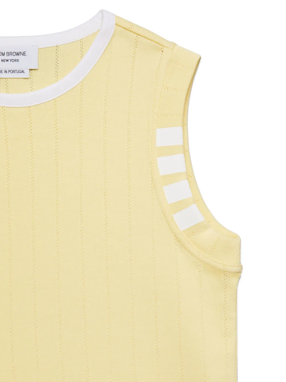 Thom Browne Pointelle Cotton Tank Top In Neutral
