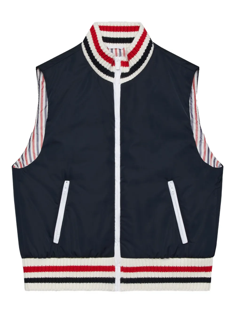 Thom Browne Kids Gewatteerde geribbelde bodywarmer Blauw
