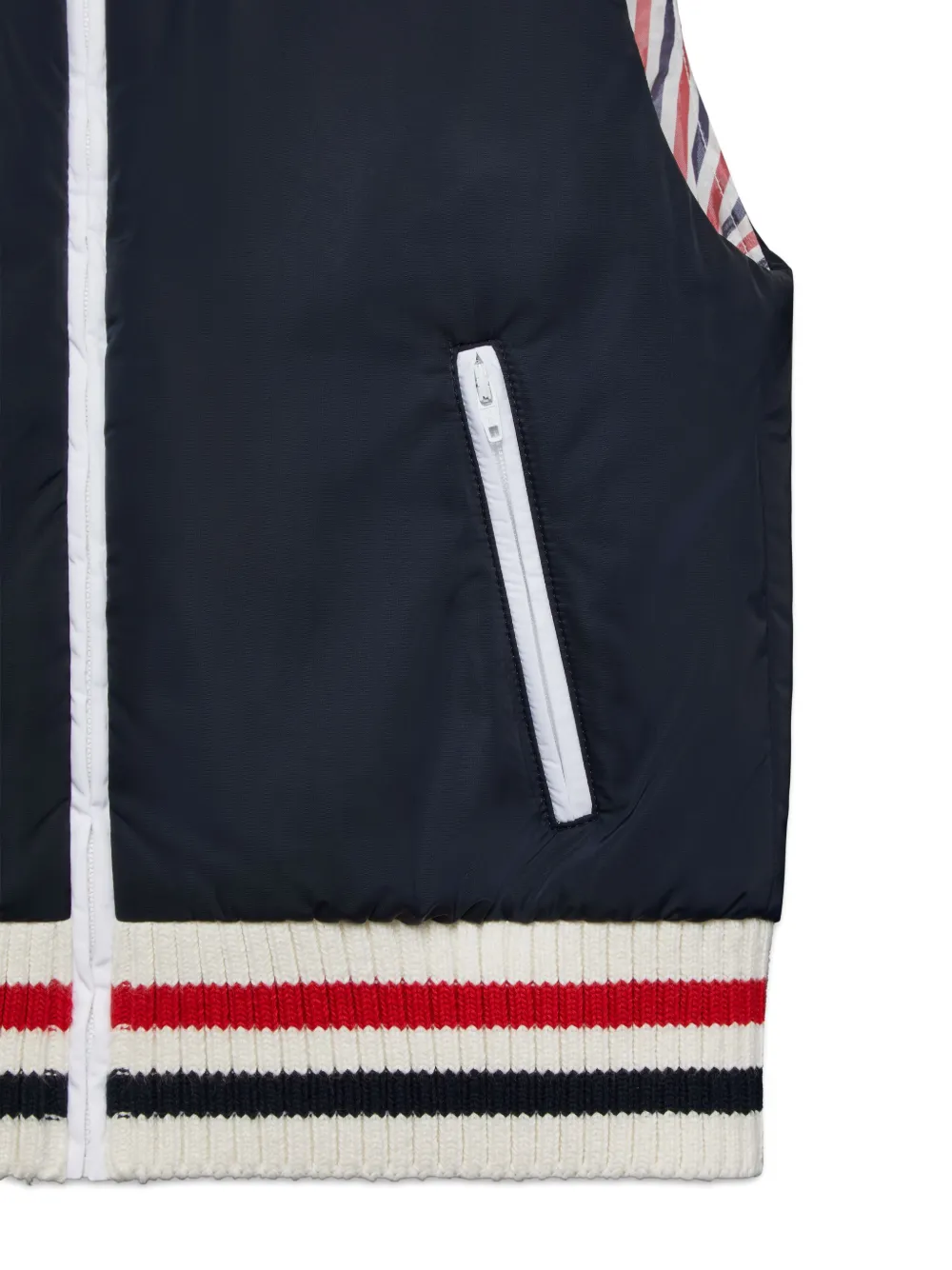 Thom Browne Kids Gewatteerde geribbelde bodywarmer Blauw
