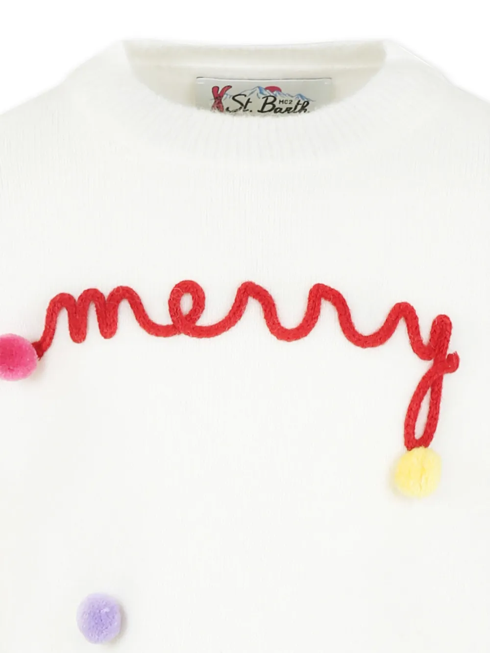 MC2 Saint Barth Kids Trui met pompon Wit