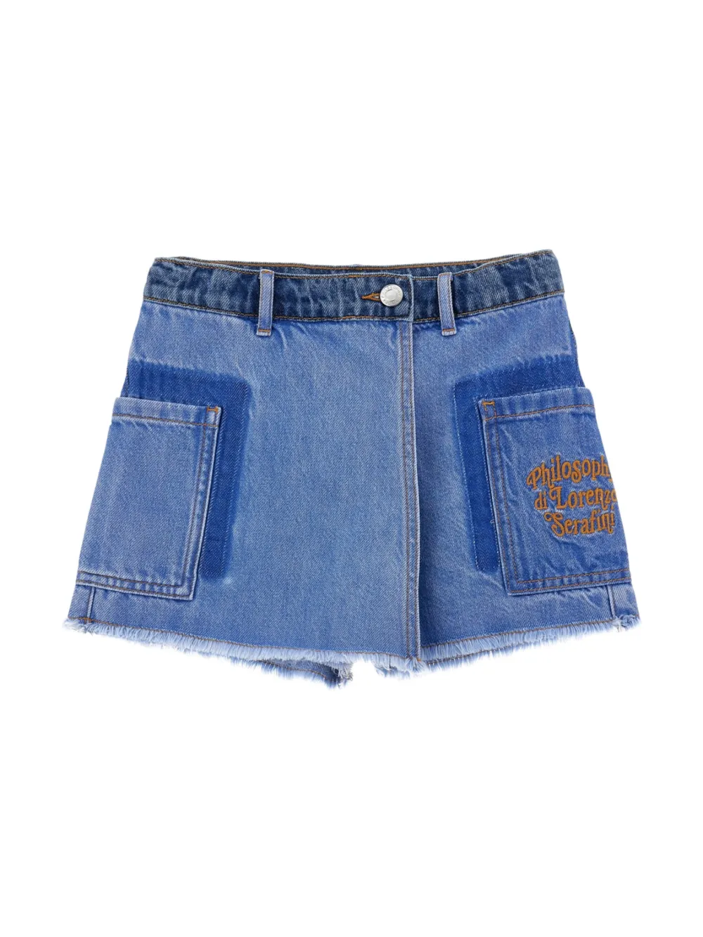 Philosophy Di Lorenzo Serafini Kids Spijkershorts met gedrapeerde vlakken Blauw