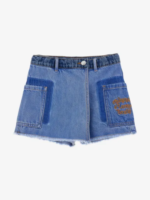 Philosophy Di Lorenzo Serafini Kids draped-panel denim shorts