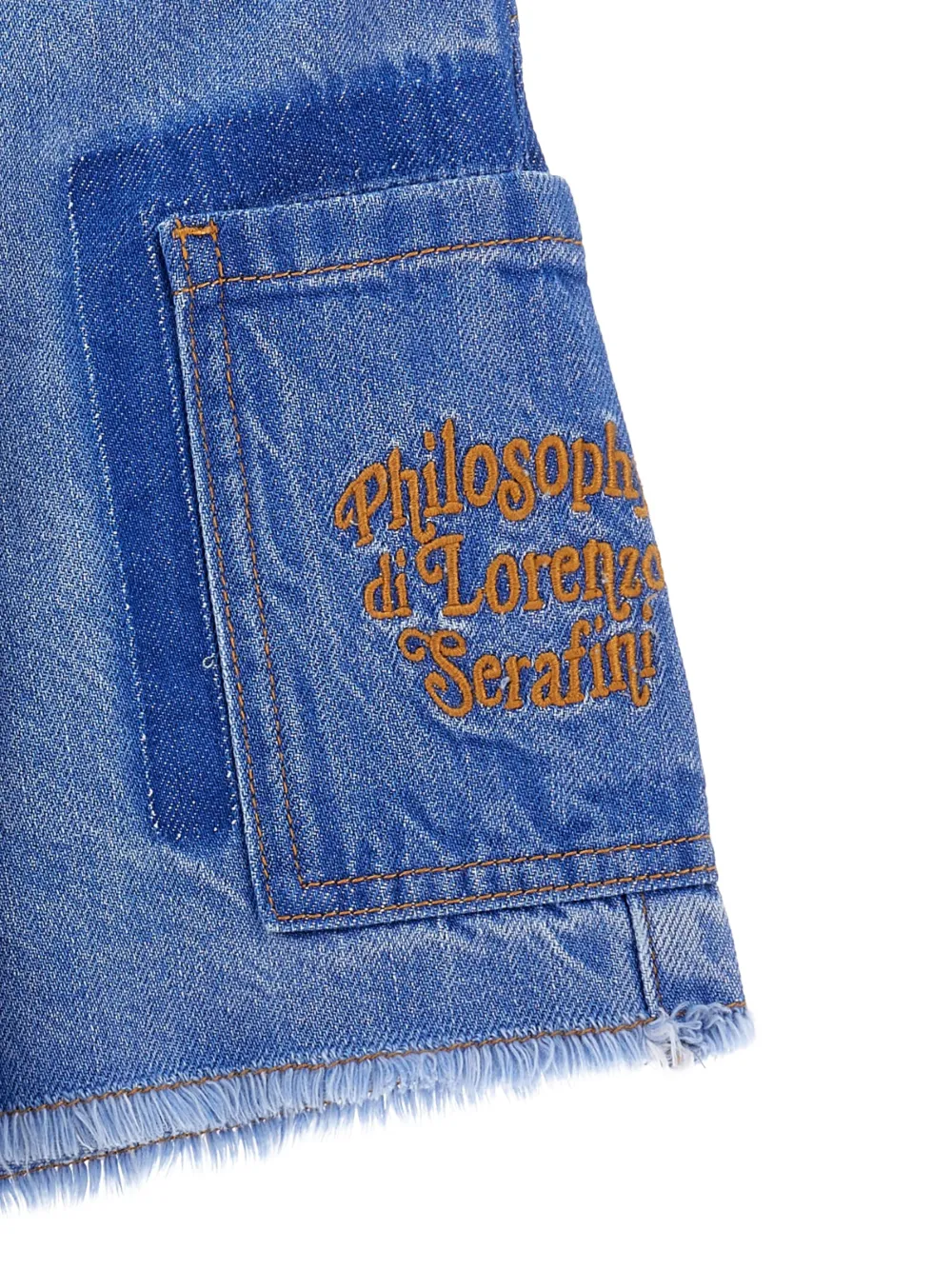 Philosophy Di Lorenzo Serafini Kids Spijkershorts met gedrapeerde vlakken Blauw
