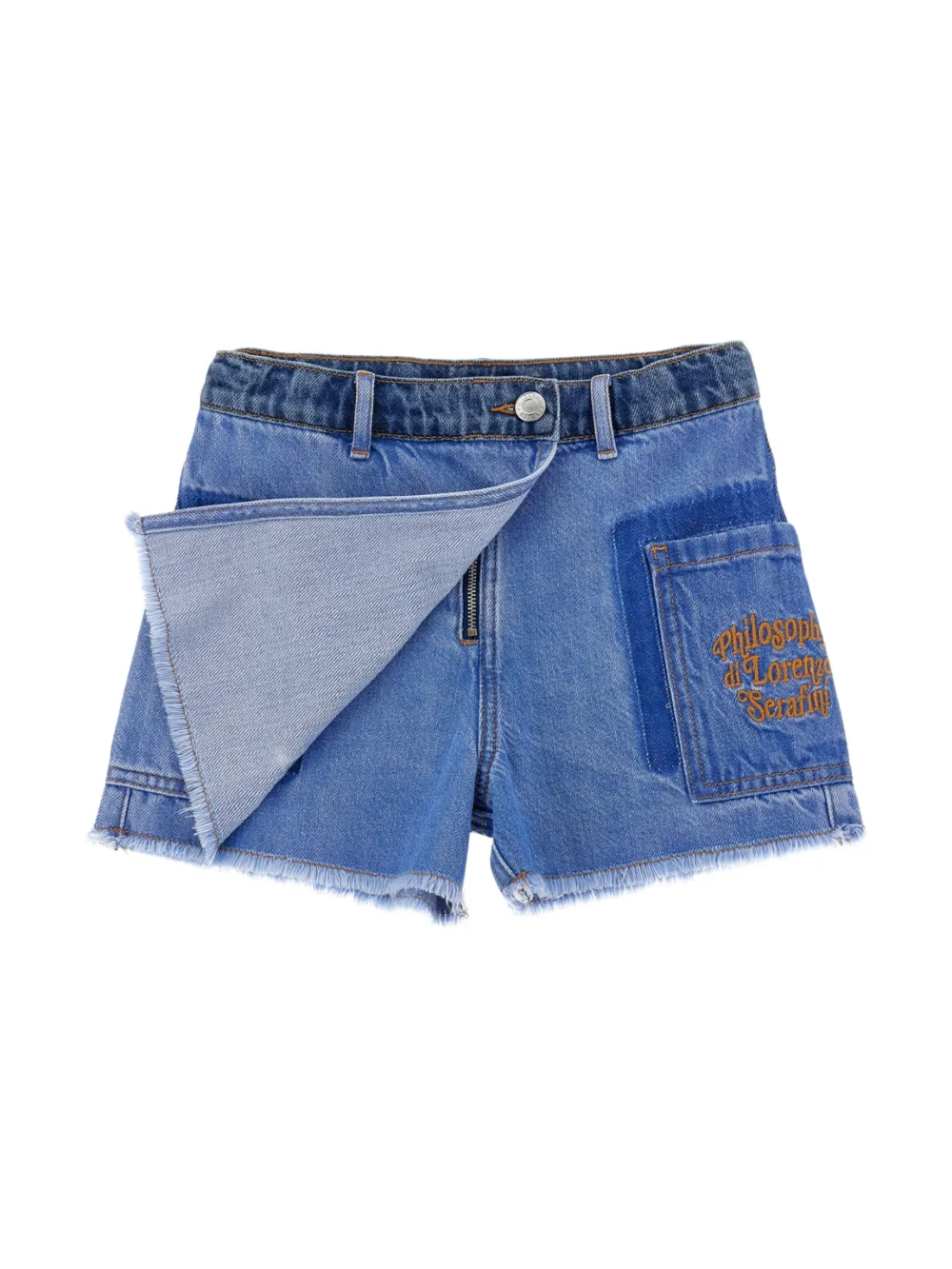 Philosophy Di Lorenzo Serafini Kids Spijkershorts met gedrapeerde vlakken Blauw