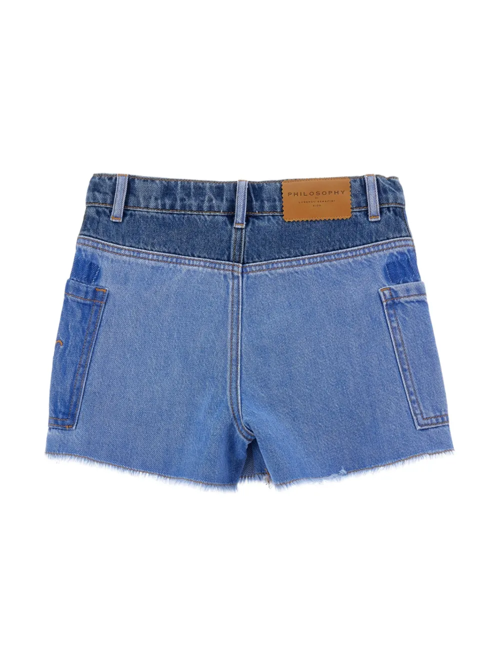 Philosophy Di Lorenzo Serafini Kids draped-panel denim shorts | Girls Denim Shorts | Image 2