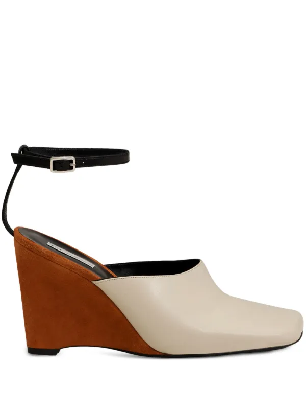Ami Paris 85mm Wedge Mules in Neutrals