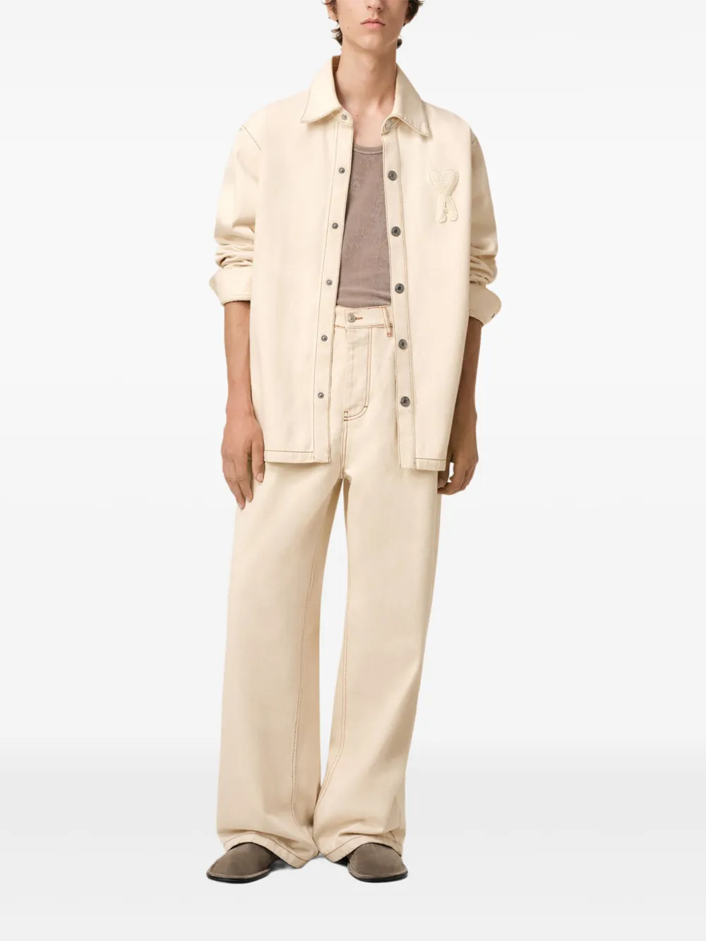 AMI Paris Ami de Coeur shirt jacket - Beige