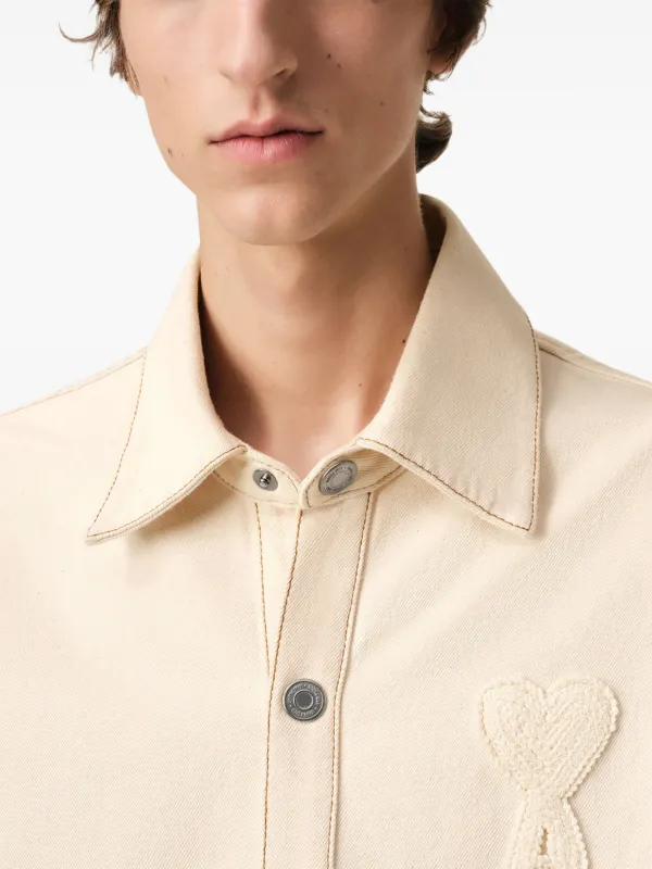 AMI Paris Ami De Coeur Cotton Overshirt | Neutrals | FARFETCH