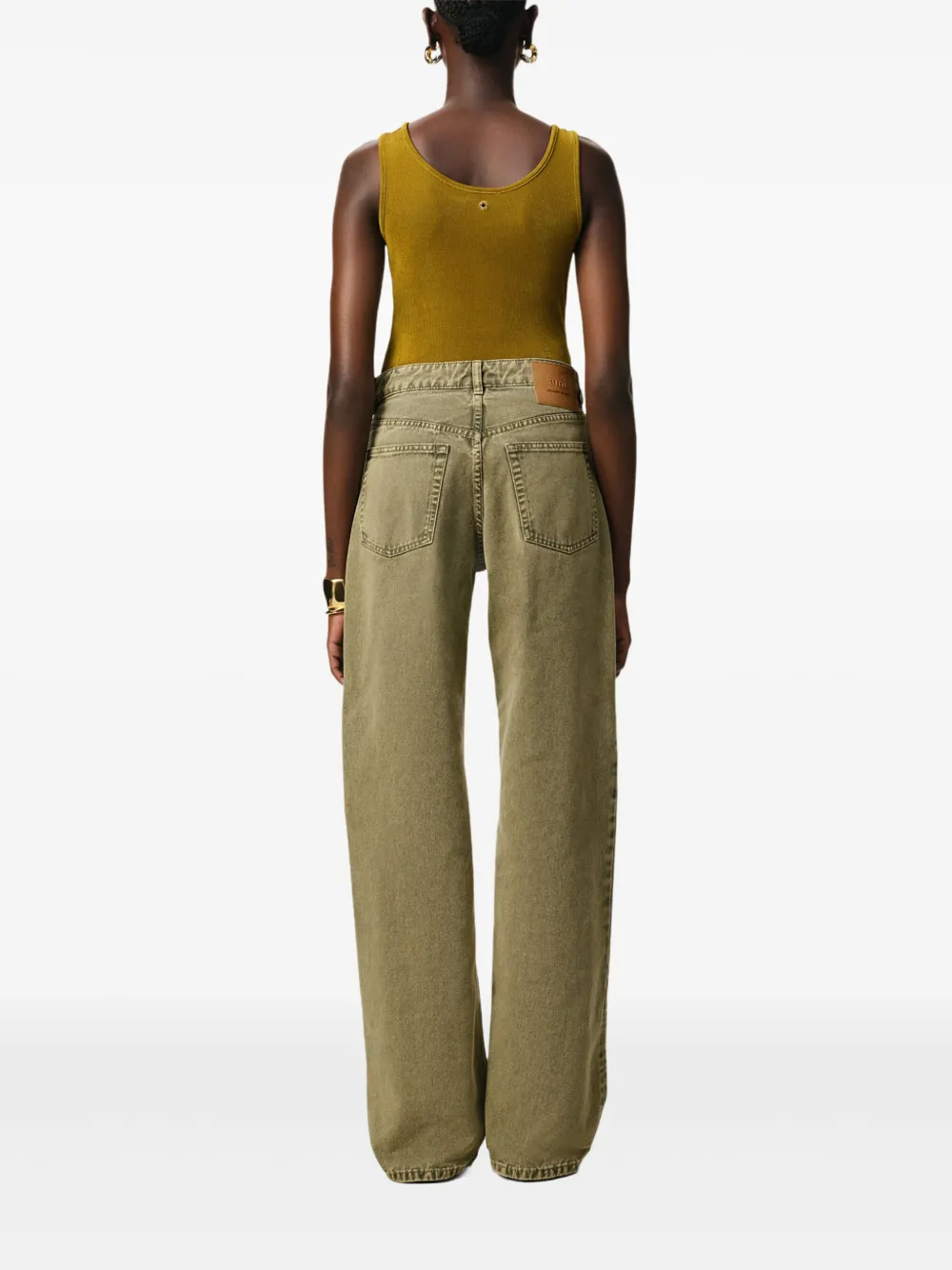 AMI Paris Jeans met wijde pijpen Groen