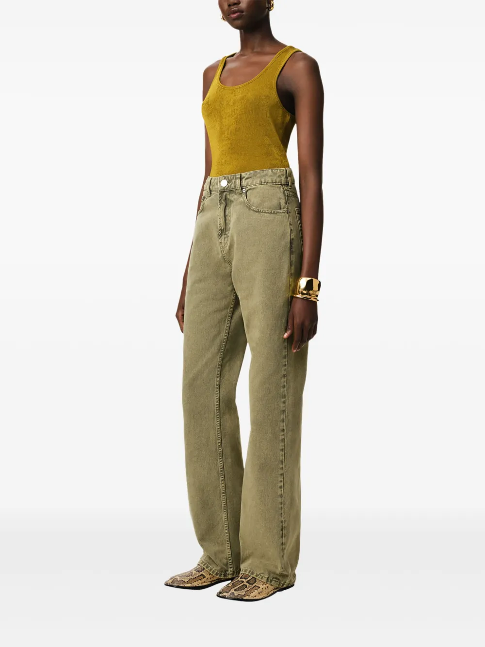 AMI Paris Jeans met wijde pijpen Groen