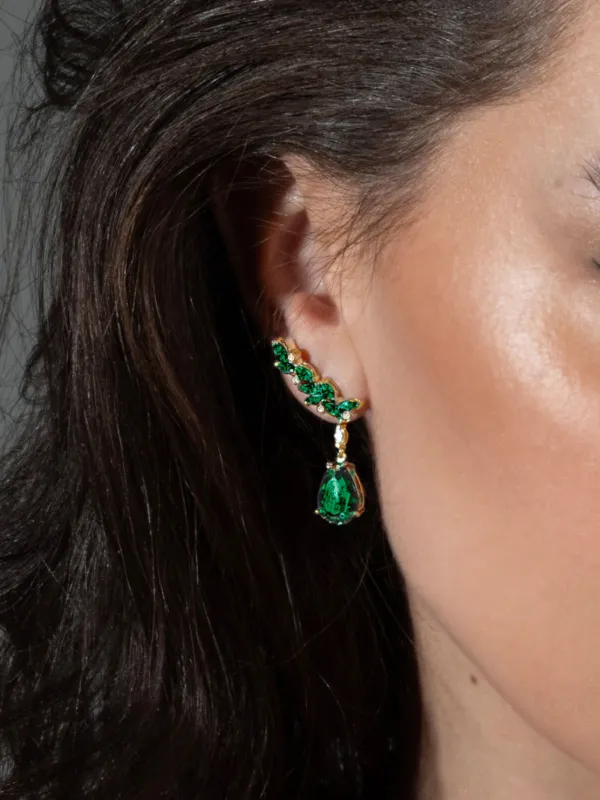 Lark Berry 14kt White Gold Veto Raindrop Emerald Earrings