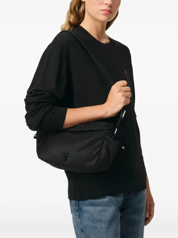 AMI Paris Ami De Coeur Messenger Bag | Black | FARFETCH