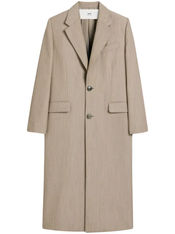 AMI Paris Manteau Fendu à Coupe Longue Tons Neutres FARFETCH FR