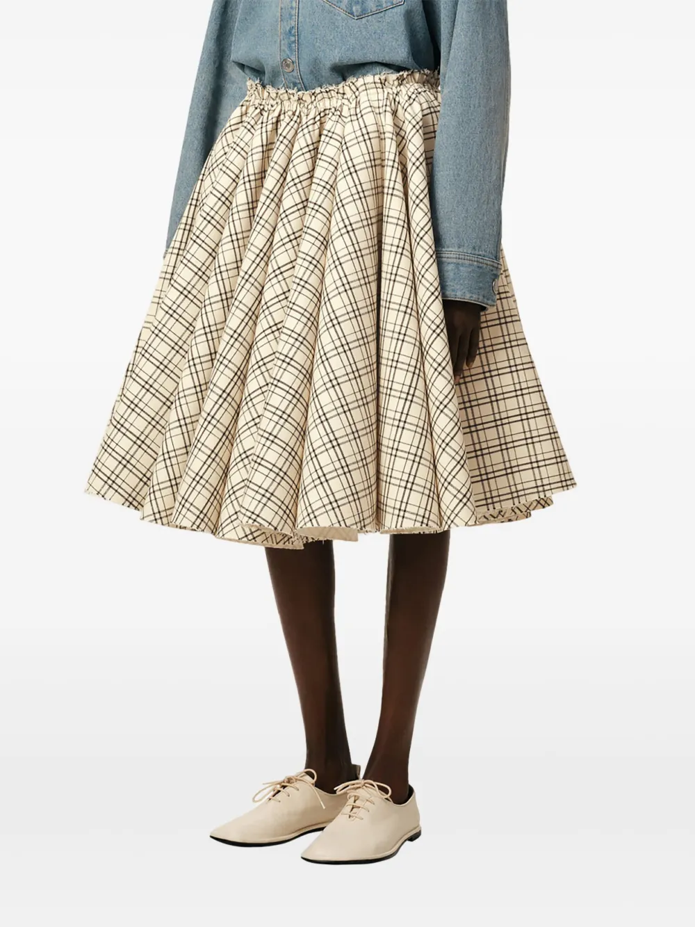AMI Paris Geruite rok Beige