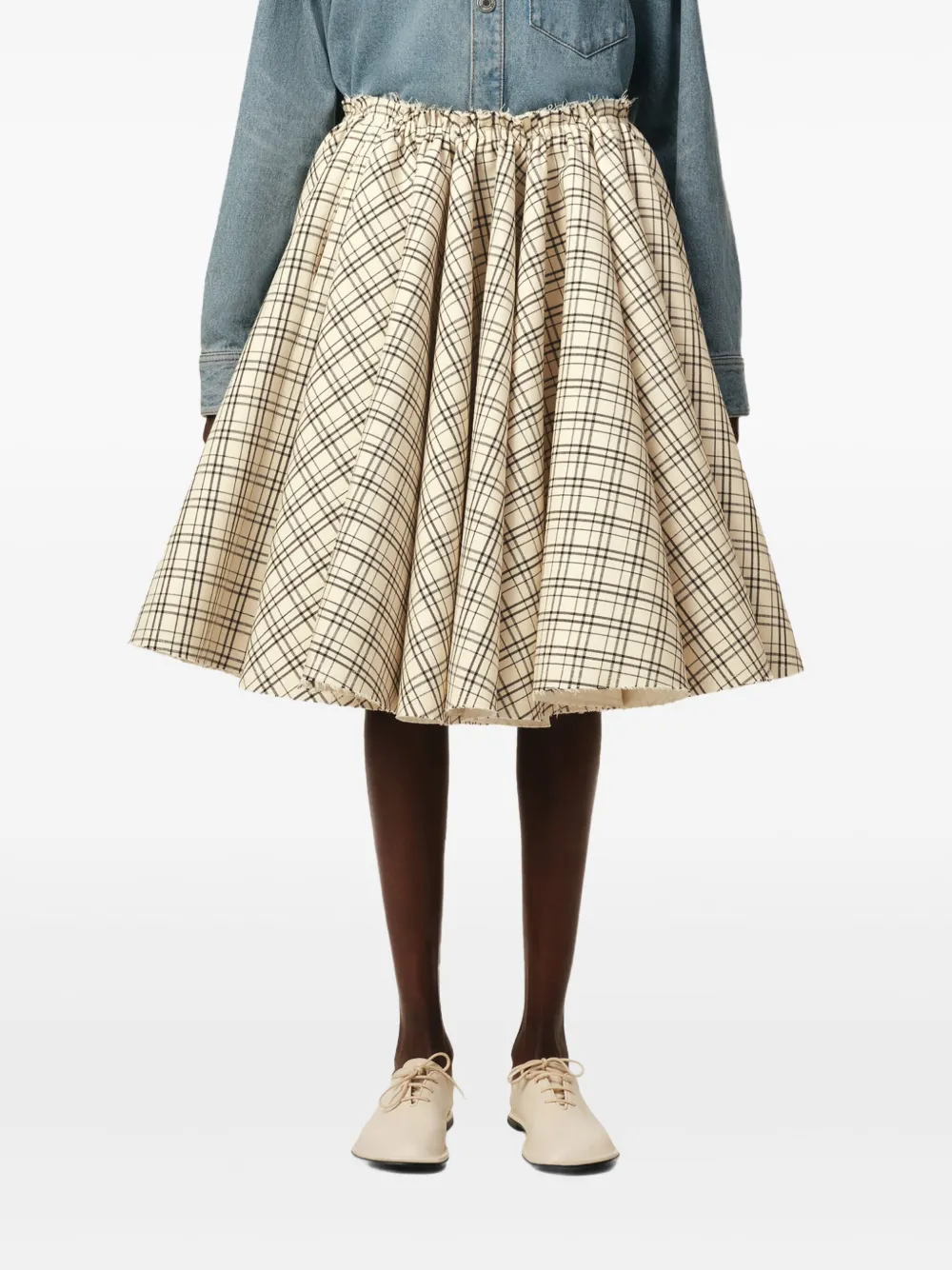 AMI Paris Geruite rok Beige