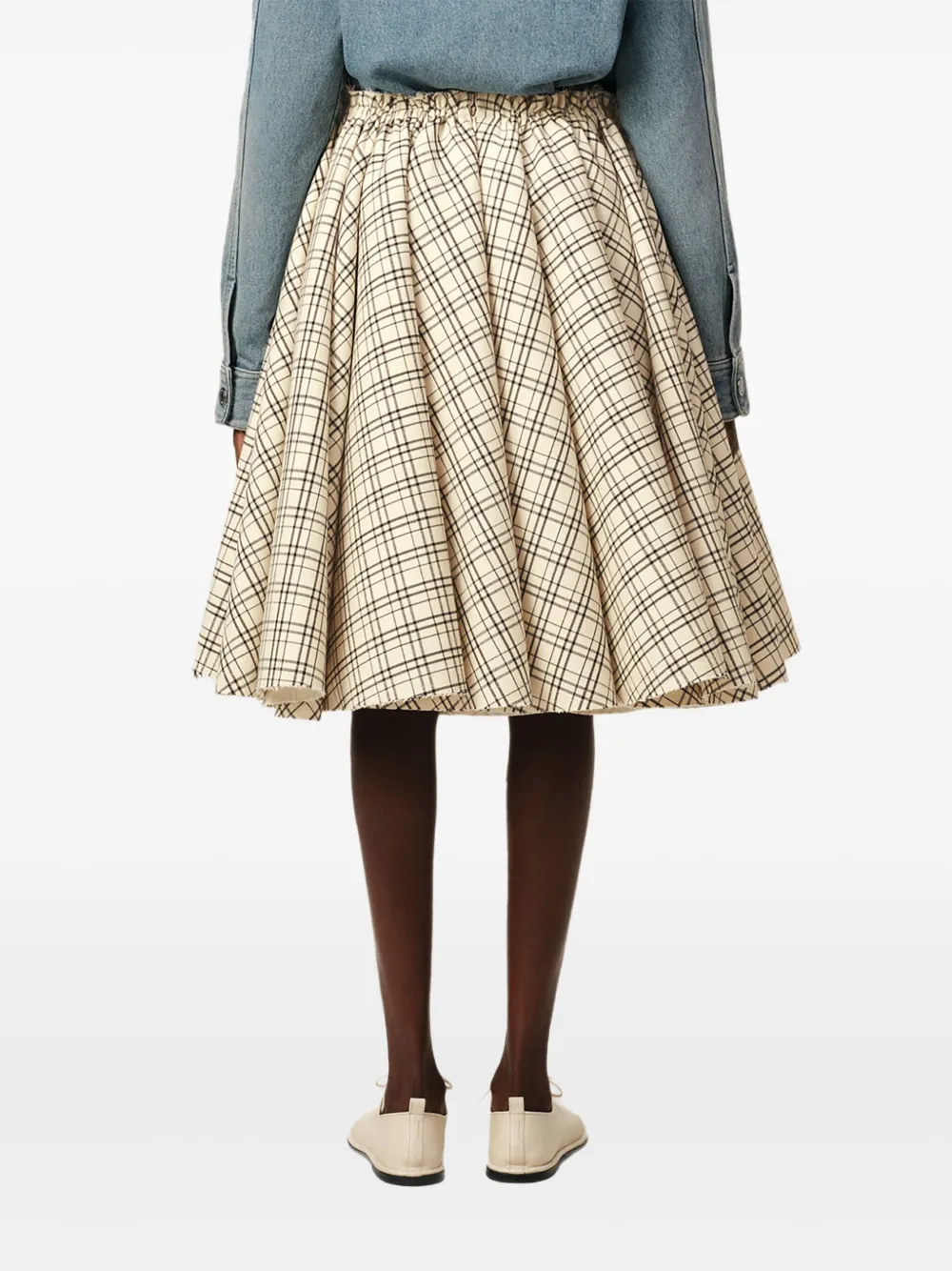 AMI Paris Geruite rok Beige