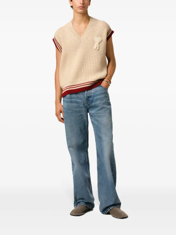 本物　AMI Paris Ami de Coeur ニットベスト AMI Paris Gray Ami de Cœur Vest AMI