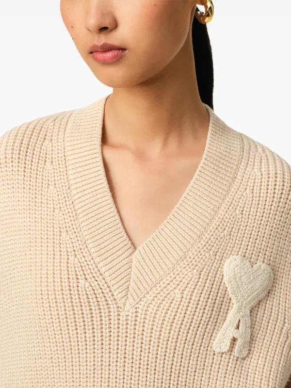 本物　AMI Paris Ami de Coeur ニットベスト AMI Paris Ami De Coeur Knitted Vest | White | FARFETCH