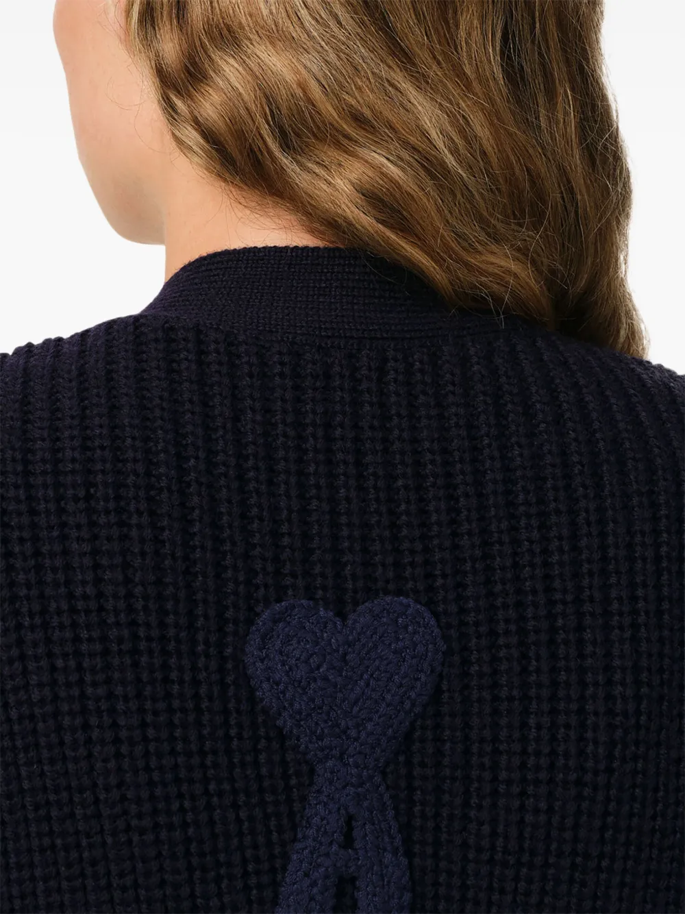 AMI Paris Ribbed Cardigan | Blue | FARFETCH