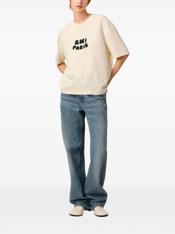 AMI Paris ロゴ Tシャツ | ニュートラル | FARFETCH JP