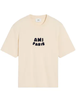AMI Paris logo-patch T-shirt | Neutrals | FARFETCH