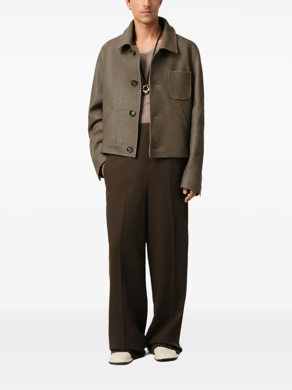 AMI Paris Leather Buttoned Jacket | Leather Jackets | Image 2