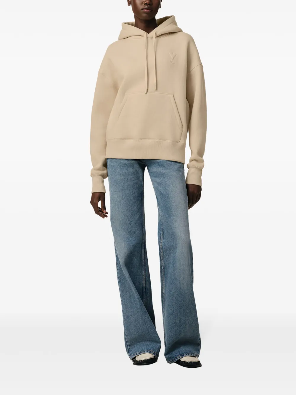 AMI Paris Hoodie met logo Beige