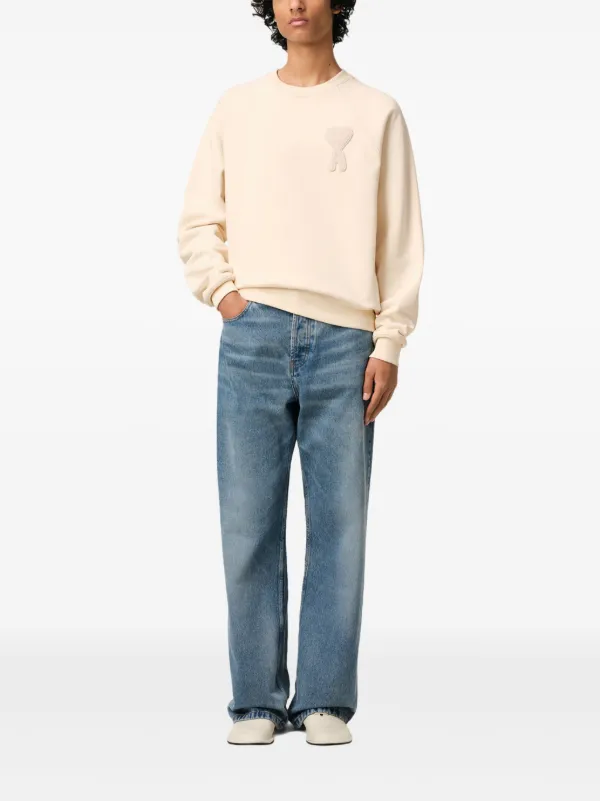 AMI Paris Ami De Coeur Patch Sweatshirt | Neutrals | FARFETCH
