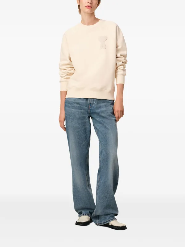 AMI Paris Ami De Coeur Patch Sweatshirt | Neutrals | FARFETCH