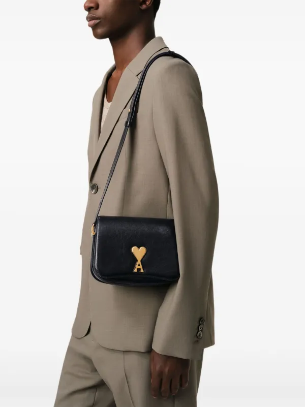 アミパリスブラック ショルダーバッグ amiparis ブラックレザーショルダーバッグ (AMI PARIS/ショルダー