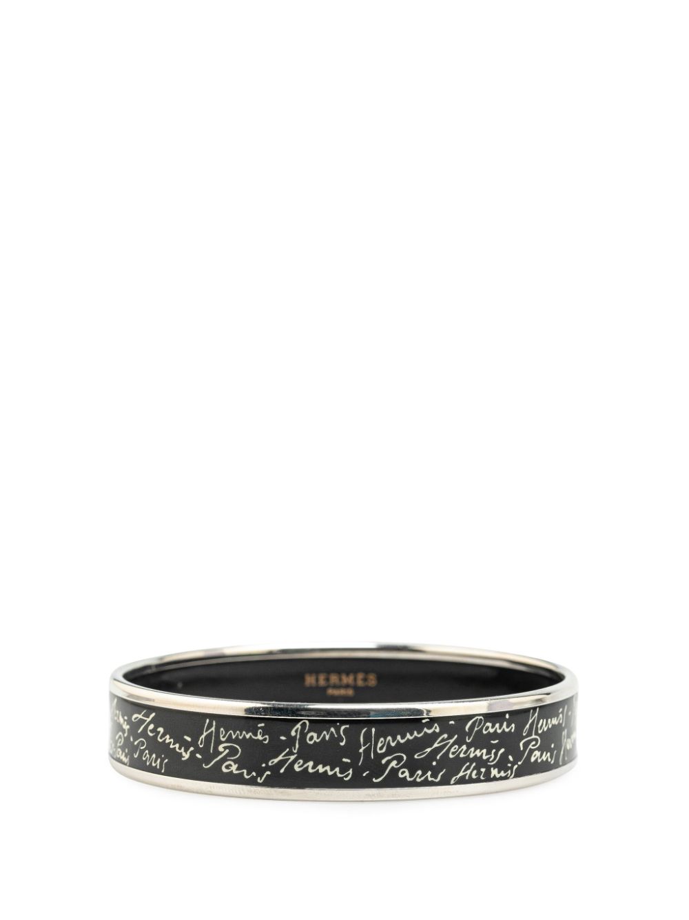 Hermès Pre-Owned 1951 Narrow Enamel Script Bangle 62 costume bracelet – Black