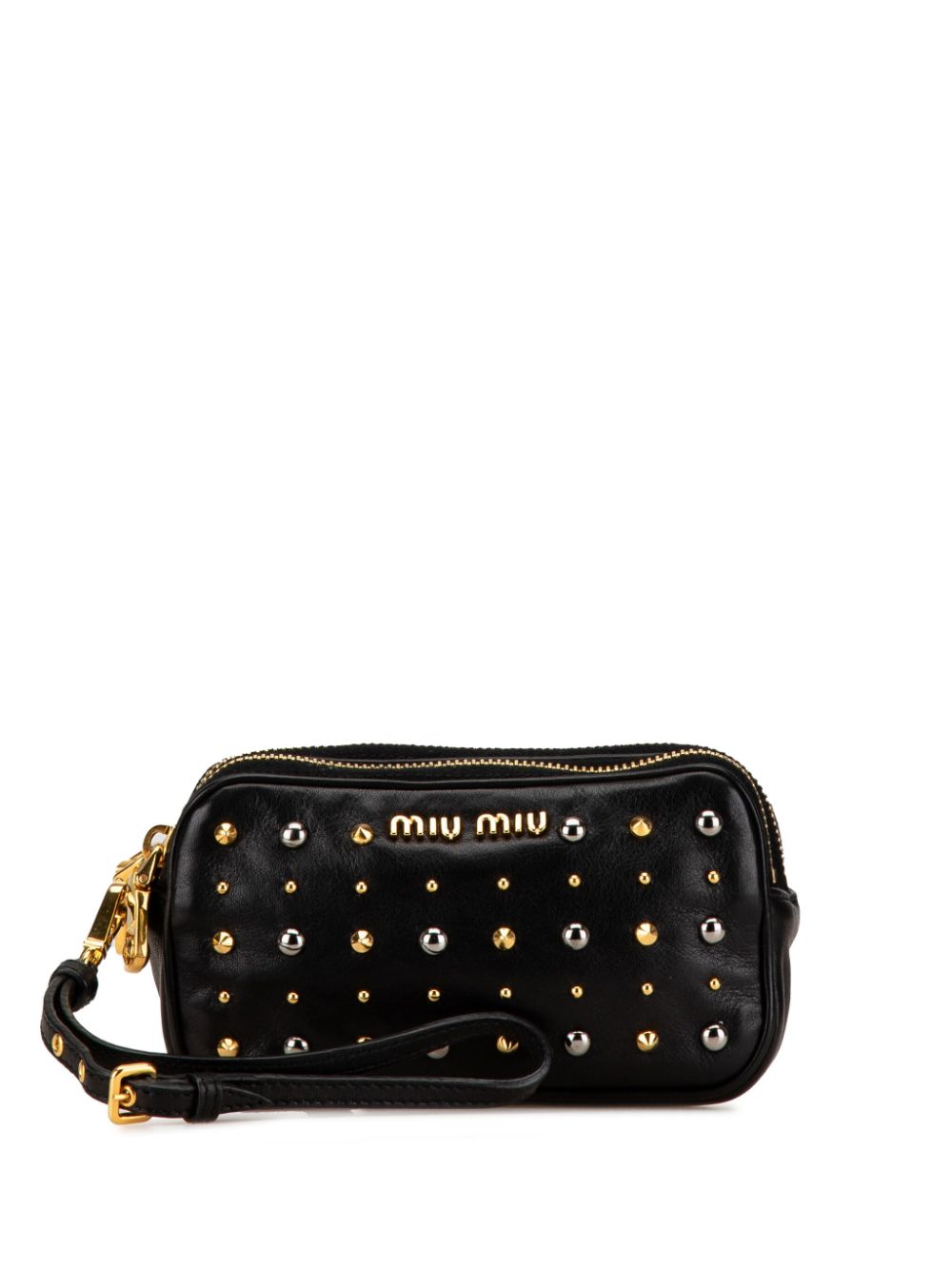 21st Century Studded Nappa Double Zip pouch