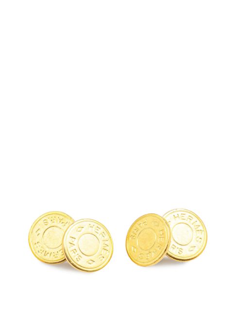 Hermes 20th Century Gold Plated Selle Bijouterie Fantaisie costume cufflinks Women