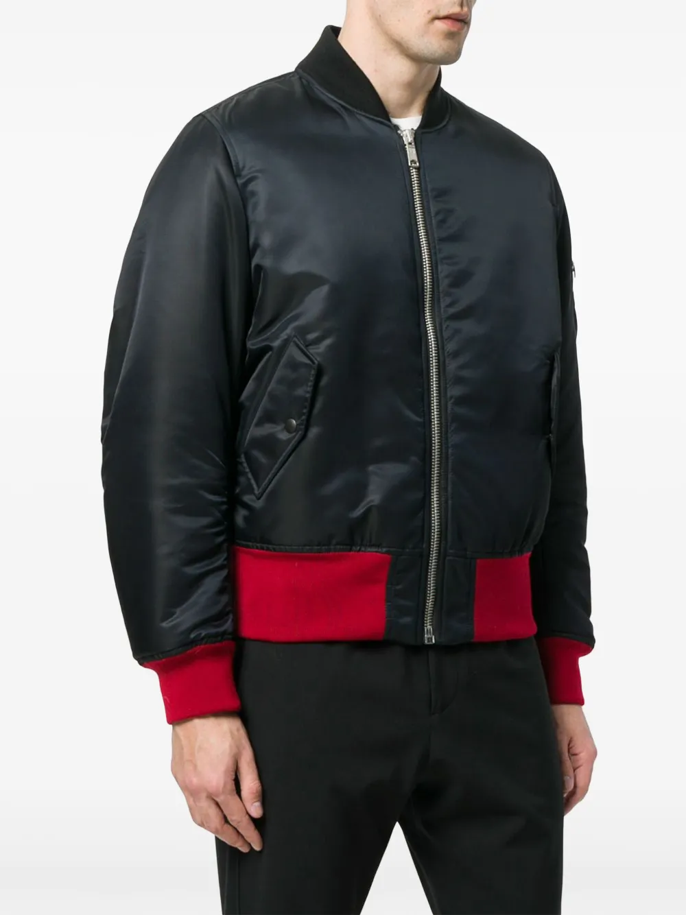 Shop Calvin Klein Contrast-panel Bomber Jacket In Black