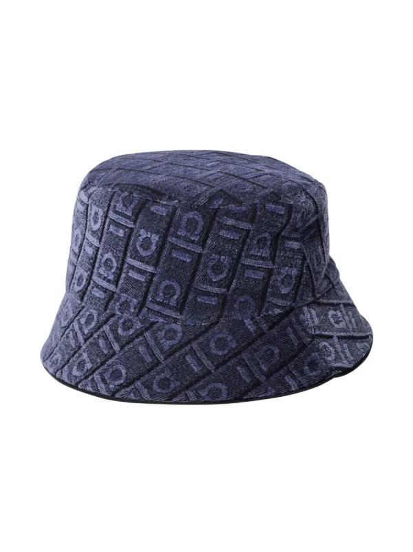 ハット Ferragamo Hats Ferragamo Logo Velvet Bucket Hat | Blue | FARFETCH ID