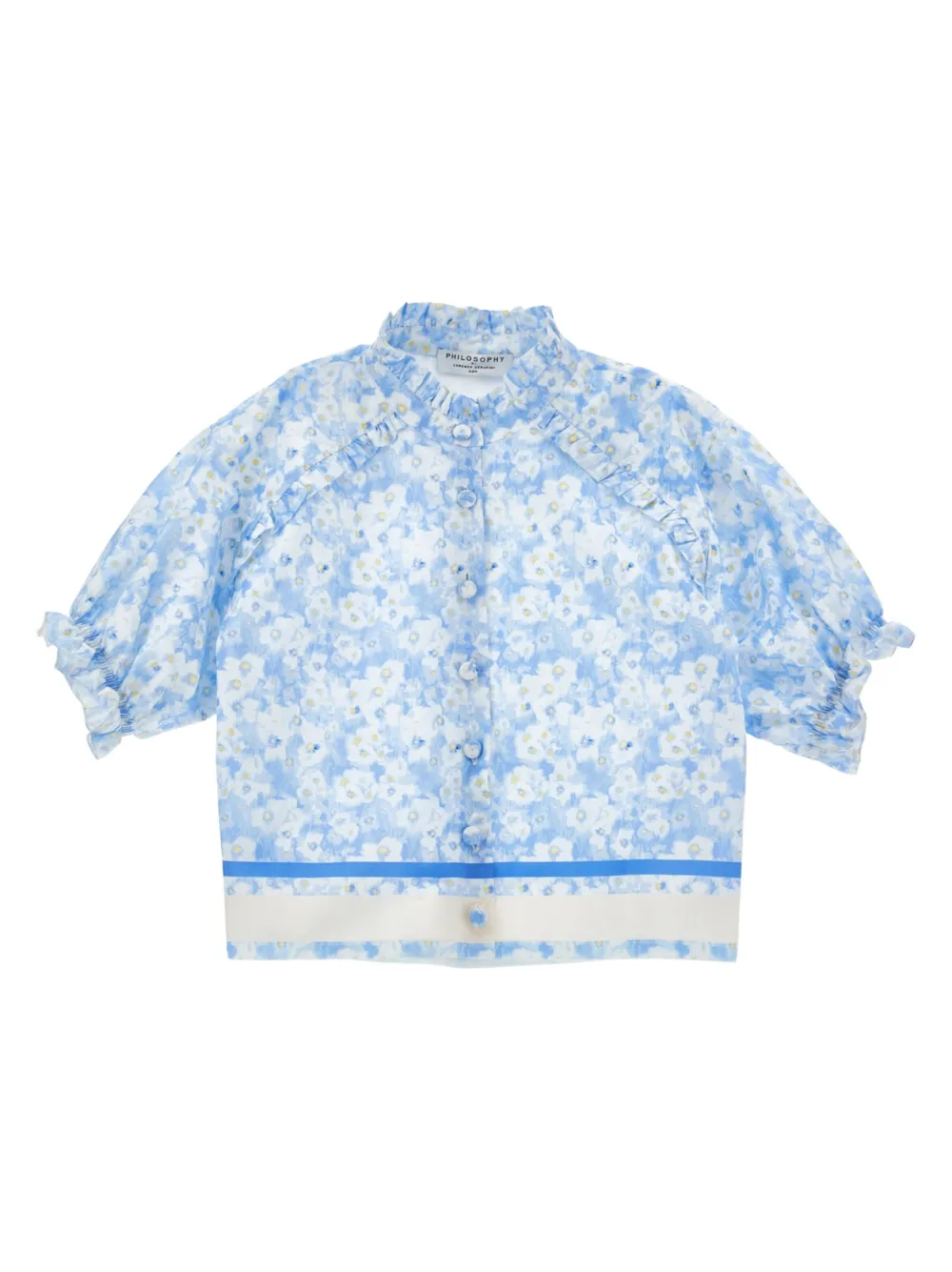 Philosophy Di Lorenzo Serafini Kids Shirt met bloe print Blauw