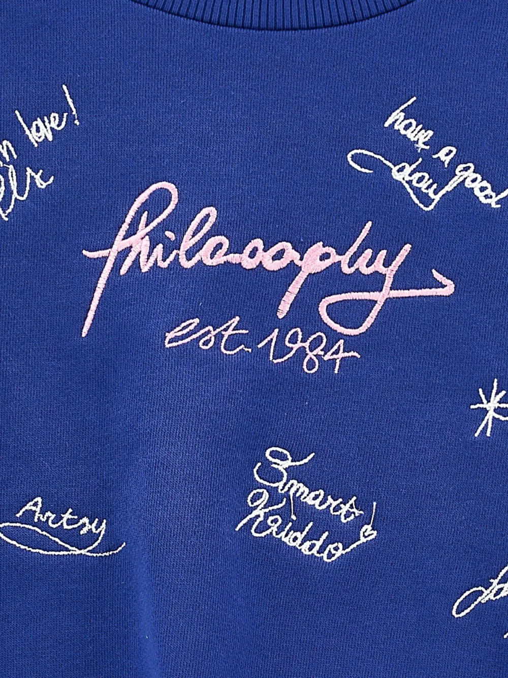 Philosophy Di Lorenzo Serafini Kids Sweater met geborduurde tekst Blauw
