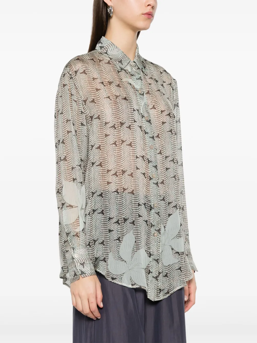 FORTE FORTE SNAKE-PRINT SHIRT