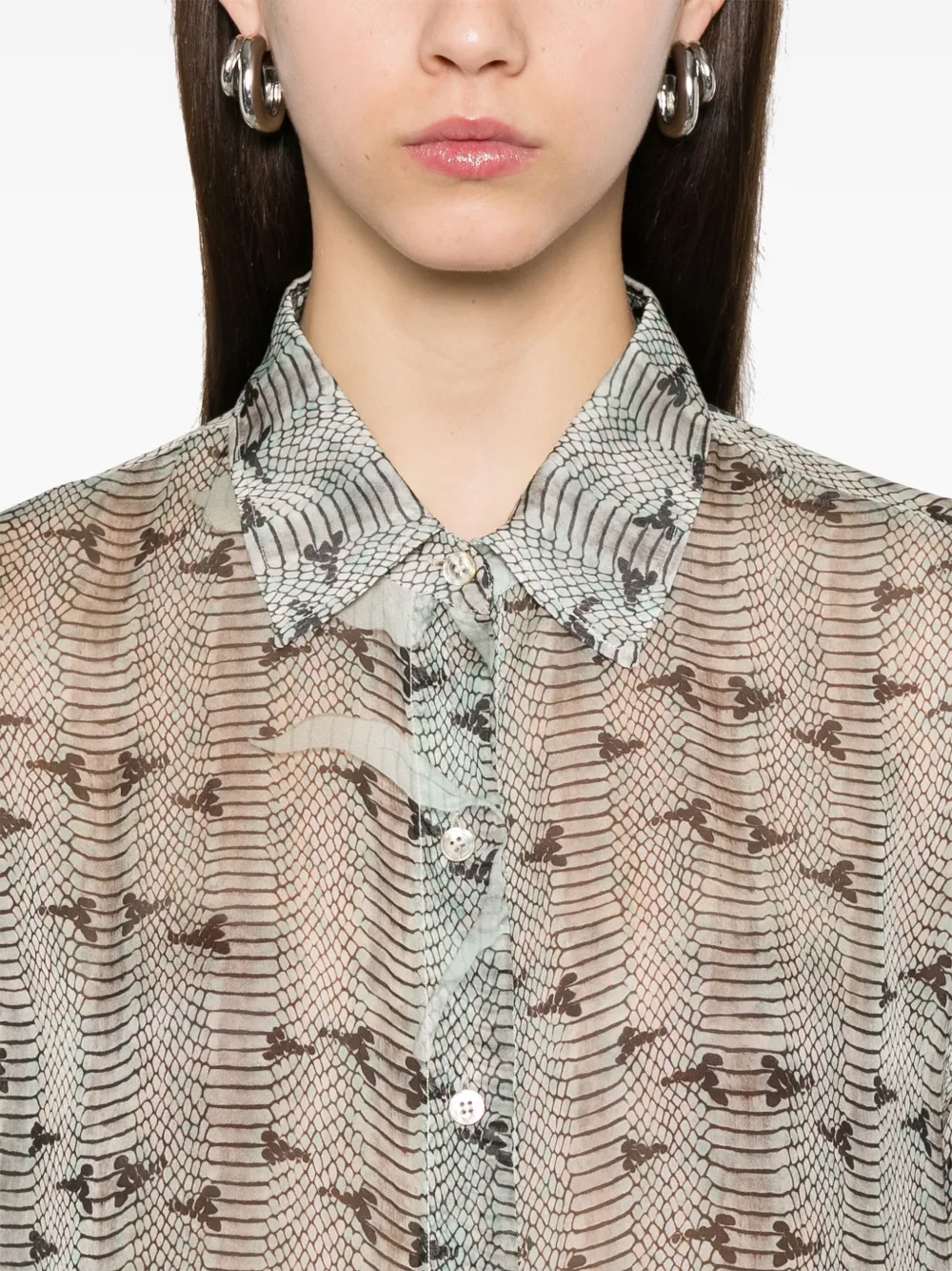 FORTE FORTE SNAKE-PRINT SHIRT